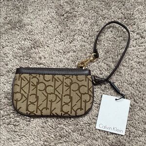 Calvin Klein Brown Monogram Wristlet